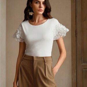 Chic White Floral Sleeve Blouse